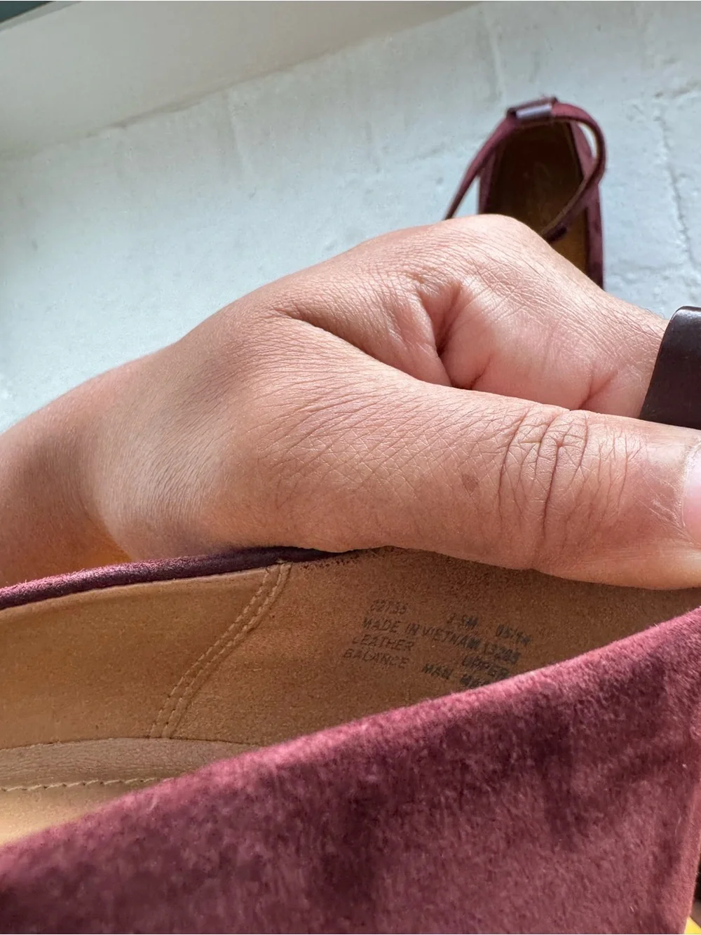 Clarks Burgundy Suede Ankle-Strap Wedges
